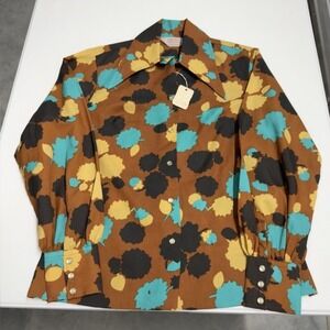 Vintage womans H Bar C ranchwear pearl snap button up abstract art